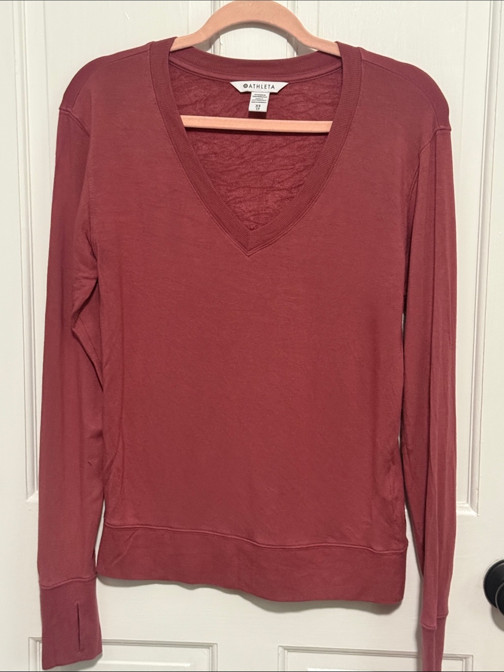 Athleta Long Sleeve V-Neck Top in Dusty Rose